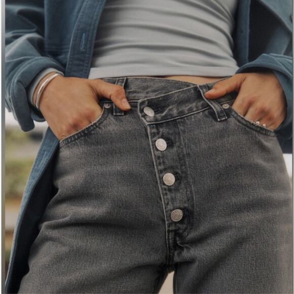 NWT Madewell Cross Tab Edition '90s Straight Jeans Size 28 in Burwick Wash Rigid - Picture 2 of 14